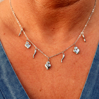 Collier Chaîne en Acier  – Corne & Cœur Sacré | Vabbe