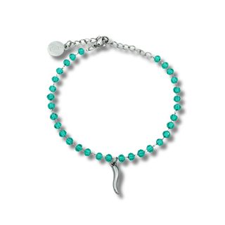 Bracelet Chaîne en Acier – Perles Cristallo & Corne | Eleganza