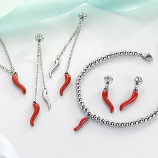 Steel Stud Earrings – Red Horn | Vabbe