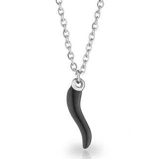 Silver Stainless Steel Chain Necklace – Horn Pendant | L’Iconica