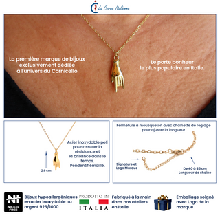 Stainless Steel Chain Necklace – Mano Corno Pendant | L’Iconica