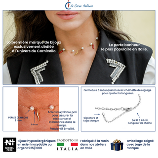 Gold-Plated Stainless Steel Chain Necklace – Mother-of-Pearl & Horn Beads | L'Iconica