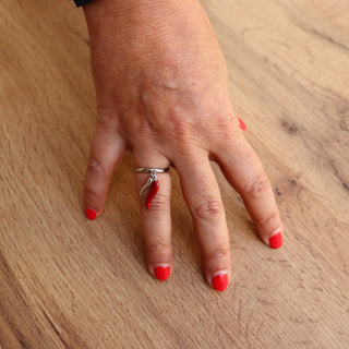Adjustable Steel Ring – Doppio Corno Pendant | L’Iconica