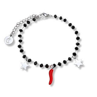 Steel Chain Bracelet – Crystal, Horn & Star Beads | Fortuna