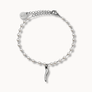 Steel Chain Bracelet – Mother of Pearl & Horn Beads | L'Iconica