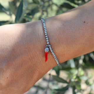 Steel Beaded Bracelet – Steel Corona Horn | L’Iconica