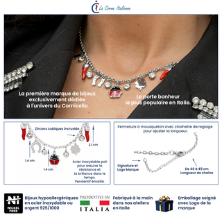 Steel Chain Necklace – Corno Corona, Clover, Horseshoe, Ladybug | Fortuna