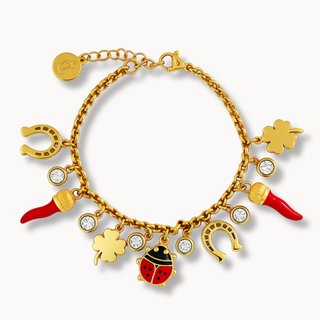 Steel Bracelet – Corno Corona, Clover, Horseshoe, Ladybug | Fortuna