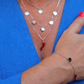 Collier en Acier Argenté – Chaîne Multirangs Corne & Cœur | Amore