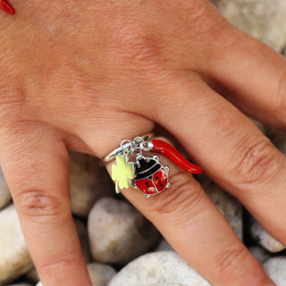 Bague Ajustable en Acier  – Corno, Coccinelle & Trèfle | Fortuna