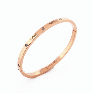 The Iconica Bangle bracelet in steel, with embedded Zircon and external engraving