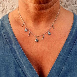 Collier Chaîne en Acier  – Corne & Cœur Sacré | Vabbe