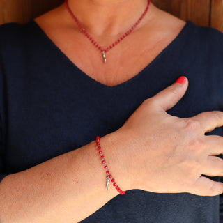 Bracelet Chaîne en Acier – Perles Cristallo & Corne | Eleganza